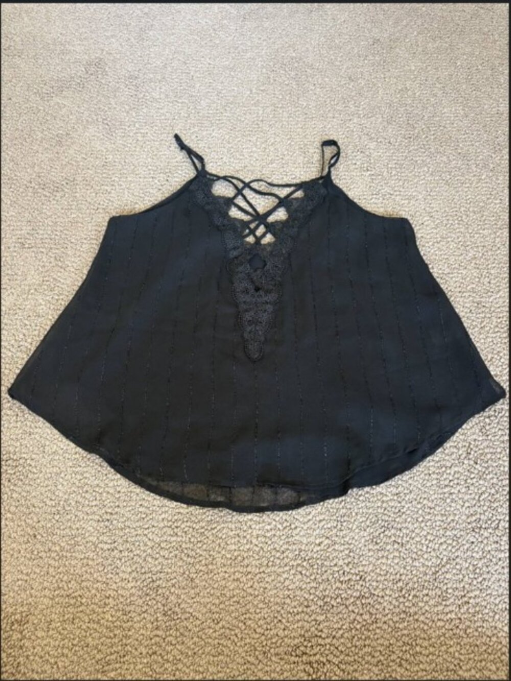 Astr The Label Black Metallic Lace‑Up Cami — Size Medium